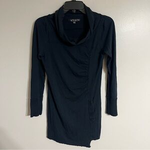 Volcom Long Sleeve Cowl Neck Black Midi Dress One Pocket Cinched Artsy Skater XS